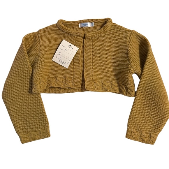 NWT Spanish Nezo dark tan knit cardigan size 24 months - Picture 1 of 7